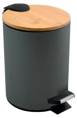 Productafbeelding van Spirella cosmetische container, 3 liter, roestvrij staal, bamboe, met automatische dekselverlaging en binnenemmer