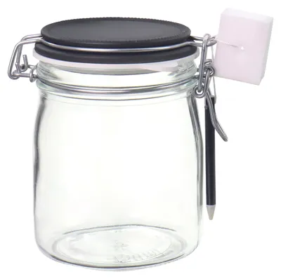 Produktbild von Einkochwelt Drahtbügelgläser 4 Stück, 750 ml, mit Kreidefeld, Marmeladenglas