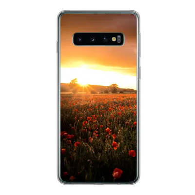 Produktbild von MuchoWow® Handyhülle Schutzhülle Hülle für Samsung Galaxy S10 Sonnenuntergang über den Mohnblumen in England Silikon Softcase Handy Hülle - Handytasche
