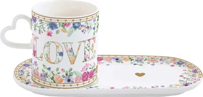 Produktbild von Tasse mit UT MON AMOUR Herzen & Blumen für 320ml aus Porzellan Easy Life
