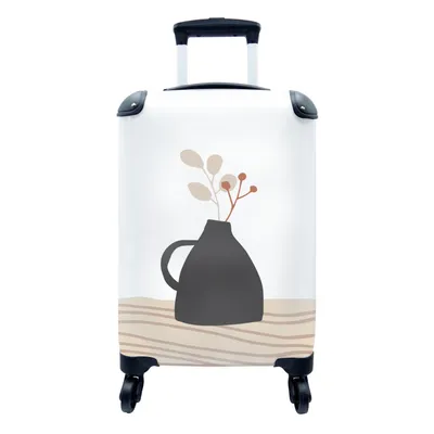 Produktbild von MuchoWow® Koffer Handgepäck Trolley Rollkoffer Kleine Reisekoffer mit 4 Rollen - Sommer - Blume - Schwarz - Weiß - Cabin Size < 55x40x23 cm & 55x40x20 cm - Fotokoffer - Kabinenkoffer - Boardgepäck - Reise-Box - Reisekoffer - Reisegepäck - Koffer mit Bild - Trolley für Kinder
