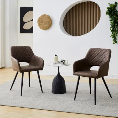 Produktbild von CLIPOP Esszimmerstühle 2er Set Kunstleder, für Esszimmer, Arbeitszimmer, Braun