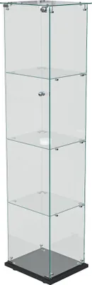 Image de Vitrine En Verre Avec Éclairage LED - Avec 4 Étagères En Verre Et 1 Porte Vitrée Verrouillable