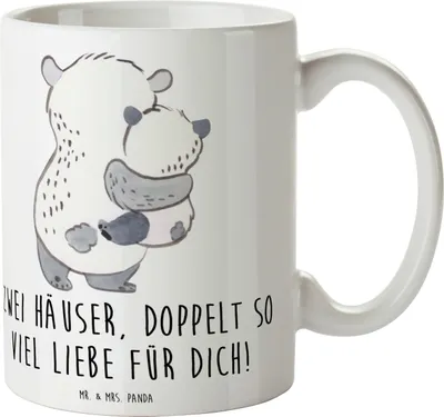 Produktbild von Mr. & Mrs. Panda Tasse Trennung von den Eltern - Weiß - Geschenk, Trost, Lebenshilfe, Neuanfang, Zuversicht, Vertrauem, Kaffeetasse, Liebe und Zusammenhalt, Trinkbecher