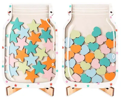 Produktbild von 2er Set Magnetisches Belohnungsglas für Kinder, Sternen Belohnungssystem mit 60 Chips, Motivationshilfe Haushalt Lernen Toilettentraining
