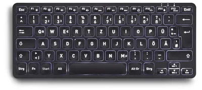 Immagine prodotto di Tastiera mini wireless - Retroilluminata - Layout QWERTZ - Tasti a forbice - 285 x 116 x 21 mm