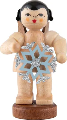 Produktbild von Engel mit Schneekristall - natur - stehend (6cm) von Kunstgewerbe Uhlig