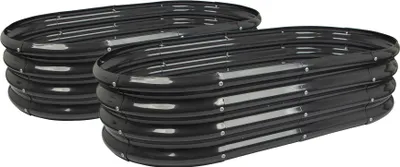 Produktbild von Abgerundete Hochbeete aus verzinktem Stahl – 120 cm x 60 cm – Anthrazit – 2er-Pack