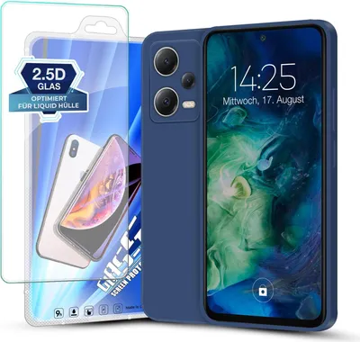 Produktbild von Hülle für Xiaomi Redmi Note 12 Pro+ 5G mit 9H Displayglas Displayschutz Plus Case Cover Bumper Silikon Softgrip Schutzhülle Farbe: Blau