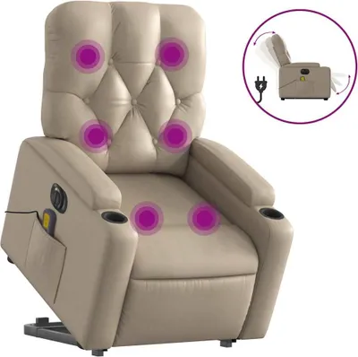 Obrázok produktu pre vidaXL Masážne kreslo so stojacou pomôckou elektrické cappuccino Imitácia kože