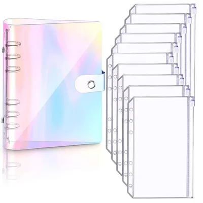 Produktbild von A6 Ringbuchordner mit 10 Einstecktaschen, Regenbogen, PVC, 6 Ringe