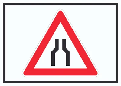 Produktbild von Schild Achtung Verengte Fahrbahn Symbol A3 Rückseite selbstklebend