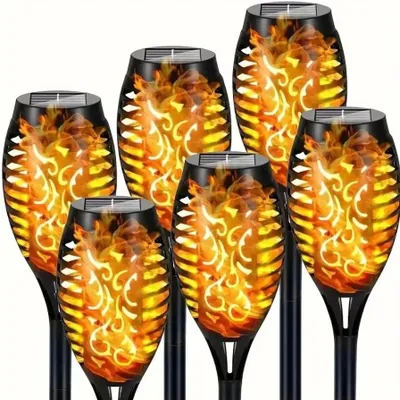 Produktbild von 8er-Set LED-Solar-Fackelleuchten, flackerndes Flammenlicht, für Garten, Rasen, Wege und Terrasse
