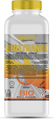 Produktbild von Bioethanol Geruchlos 96,6% 1L für Kamin Universal Rauchfrei und Rußfrei GiDeli