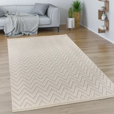 Image de Tapis salon salle à manger Boho Motif losanges Géométrique Avec franges Moderne Dimensions 80x150 cm