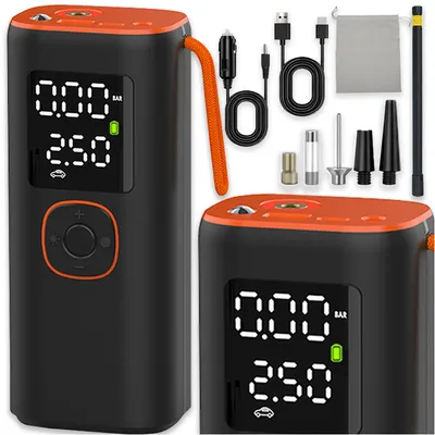 Produktbild von Akku-Kompressor 90 W 6000 mAh, Elektrische Luftpumpe bis 150 PSI für Auto, Fahrrad, Motorrad und Bälle