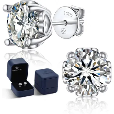 Produktbild von Ohrstecker Moissanit Silber 925 Damen Herz 1 Karat 5mm Hypoallergen Geschenk