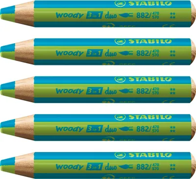 Produktbild von STABILO Duo Buntstift, Wasserfarbe & Wachsmalkreide -  woody 3 in 1 duo - zweifarbige M…