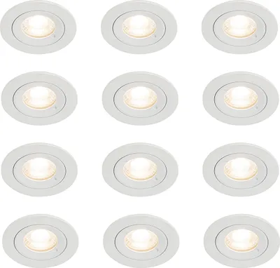 Produktbild von QAZQA - Modern Set mit 12 weißen runden GU10 Einbauleuchten 50 mm IP44 - Xena I Wohnzimmer I Schlafzimmer - Aluminium Rund - LED geeignet GU10