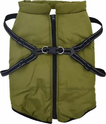 Obrázok produktu pre vidaXL Plášť pre psov Vodotesný reflexný postroj Army Green L68