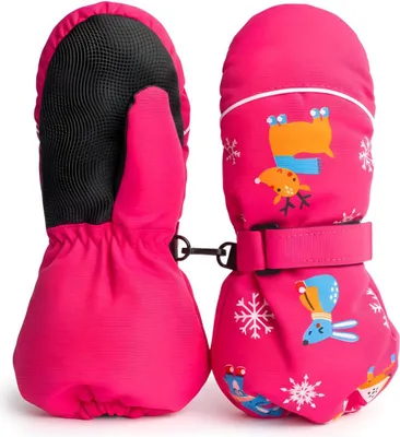 Produktbild von Handschuhe Kinder, Einfinger-Skihandschuhe, Wasserdicht, Handschuhe mit langen Stulpen, Ski, Snowboard, Rosa