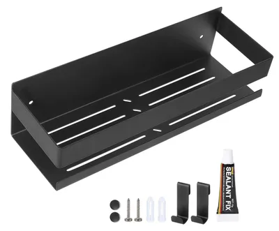 Imagen del producto de Estante de ducha sin taladro - Acero inoxidable - 30 cm - Con 2 ganchos
