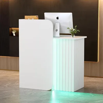 Obrázek produktu pro Pult recepce s LED osvětlením, malý recepční pult, moderní recepční nábytek, recepční stůl, kompaktní pult pro salon, obchod, kancelář, hotel, rozměry 44x80x100 cm