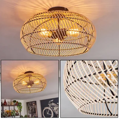 Produktbild von Chadid moderne Deckenlampe aus Metall/Bambus in Schwarz/Natur/Dunkelbraun