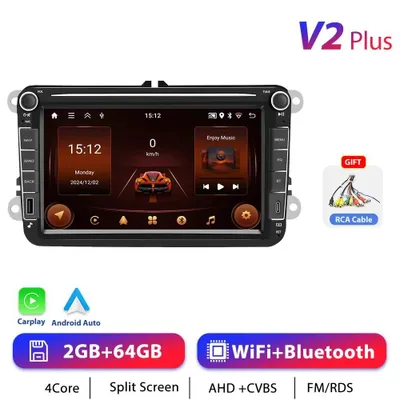 Produktbild von Volkswagen Golf Passat Jetta - Android Autoradio - Display 20,3 cm - CarPlay - Speicher 2 GB RAM 64 GB ROM - GPS Navigation - Doppel-DIN - Android 13