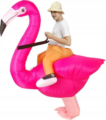 Obrázek produktu pro Korbi | Kostým Plameňák - Nafukovací - Jedna velikost - Zábavný halloweenský cosplay - S vějířem