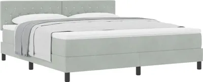 Zdjęcie produktu dla vidaXL Łóżko sprężynowe z materacem jasnoszare 180 x 200 cm aksamitne