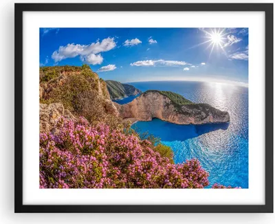 Produktbild von Gerahmtes Poster - Schwarzer Rahmen - Meer Sommer Blume - 50x40 cm - Wand Bild - Wanddeko - Wandbilder - Kunstposter - Wandposter - Bilderrahmen - Bilder - Kunstdruck - Wandbild - P2BAA50x40-3741