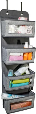 Image de Organiseur de porte suspendu 31 x 101 x 13 cm, 4 poches, rayures grises