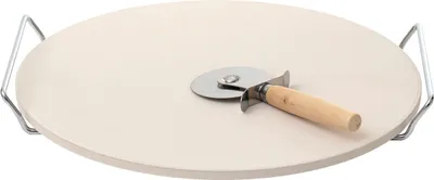 Produktbild von Pizzastein Ø 33 cm inkl. Pizzaroller und Metallständer