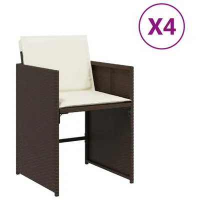Produktbild von vidaXL Gartenstühle mit Kissen 4 Stk. Braun Poly Rattan