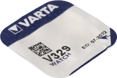 Produktbild von Varta V329, Siler-Oxid (S), 1.55 V, 36 mAh, 7.9 mm, 7.9 mm, 3.1 mm