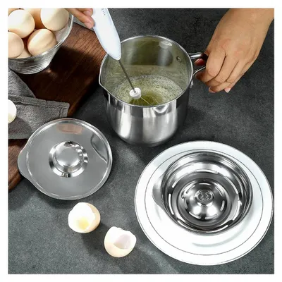 Produktbild von Eiertrenner aus Edelstahl für mehrere Eier mit Griff und Deckel