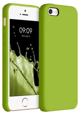 Produktbild von kwmobile Handyhülle für Apple iPhone SE (1.Gen 2016) / iPhone 5 / iPhone 5S Hülle - Case Silikon - Kabelloses Laden - Schutzhülle Cover in Grüner