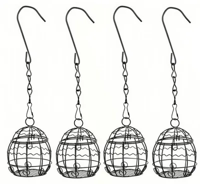 Produktbild von 4er Set Vogelfutterspender Metall hängend, Meisenknödelhalter für Wildvögel, Vogel Futterstation für Garten Balkon, wetterfest Futterspender 9,5x7cm
