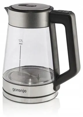 Obrázek produktu pro Gorenje K17TRG, 1,7 l, 2200 W, Nerezová ocel, Černá, Průhledná, Sklo, Nastavitelný termostat, Indikátor úrovně vody