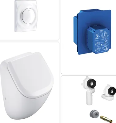 Produktbild von VIGOUR DERBY Urinal spülrandlos mit SoftClose Deckel und Grohe Zubehör, weiß