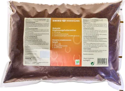 Produktbild von EM HorseCare Bokashi Pferde Emiko 4 kg Darmflora Kleie-Kräuter-Ferment Ergänzungsfutter