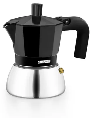 Productafbeelding van Monix M863003, Moka-kan, 0,195 liter, zwart, aluminium, roestvrij staal, voor 3 kopjes, bakeliet