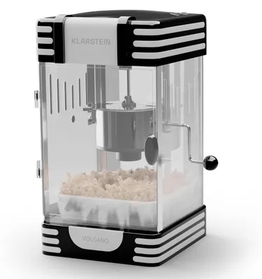 Produktbild von Klarstein Popcornmaschine Klein, Popcornmaschine für Süßes & Salziges Popcorn, 300W Popcorn Maker, Retro Küchengeräte für Popcornmais, Popcorn Maschine mit Edelstahlbehälter, Popcorn Maschinen