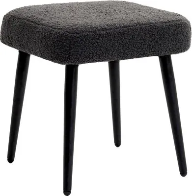 Produktbild von Fusshocker 42x42x47 cm Sitzhocker Quadratisch Kaschmir Optik Dunkelgrau Stahlbeine Wohnzimmer Schlafzimmer Polyester