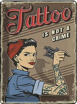Produktbild von vianmo Blechschild 40x30 cm Tatoo is not a crime Pinup Pin Up