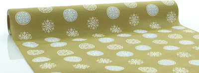 Produktbild von Sovie HOME Weihnachtstischläufer Flocons in Gold-Silber aus Linclass® Airlaid 40 cm x 4,80 m, 1 Stück - Schneeflocken