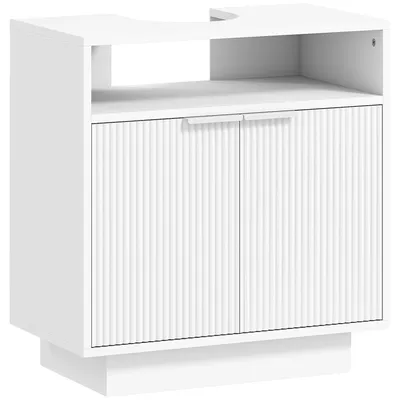 Image de Meuble de salle de bain, style moderne, nombreux rangements, 60 x 33 x 63 cm, BLANC