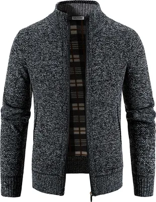 Produktbild von Mofut  Strickjacken für Herren Cardigan Herren  Pullover Strickjacke mit Reissverschluss Stehkragen Winter Dunkelgrau