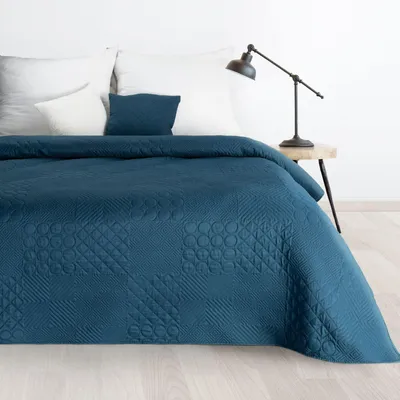 Produktbild von Design91 Klassische Tagesdecke Dekorativer Überwurf Einfarbige Bettdecke Bettüberwurf BONI 5 graphit dunkelgrau 220x240 cm cm dunkelblau